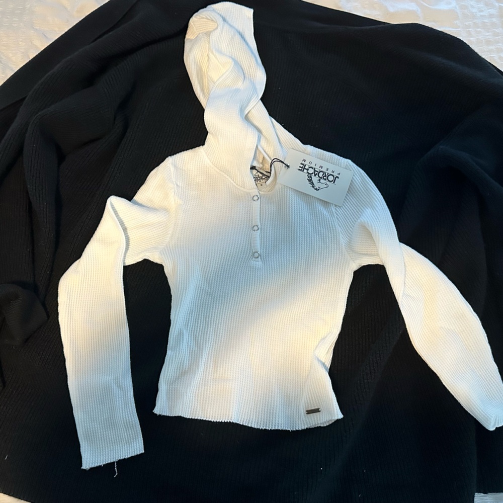 Girls Jordache White Ribbed Hoodie Henley